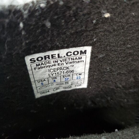 Sorel Youth 5/Women 6 Winter Snow Boots "Icepack" Black Orange Tech Lite EUC - Picture 13 of 14